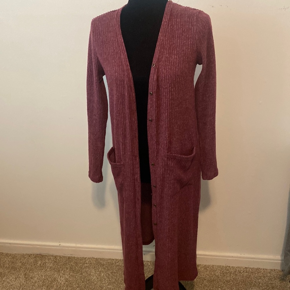 Long Maroon Cardigan